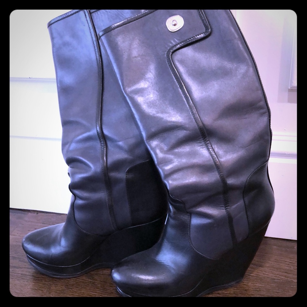 Balenciaga Paris Ladies Wedge Boots Black/Navy 39